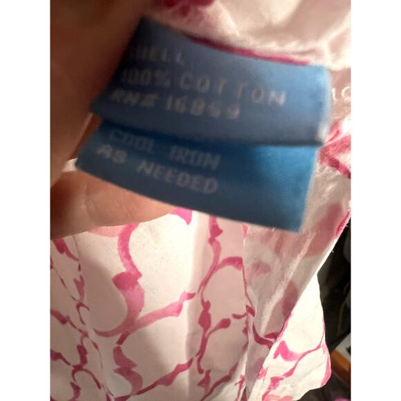 J. McLaughlin Women's size Large white pink roll tab 3/4 sleeve Tunic blouse - Picture 7 of 8